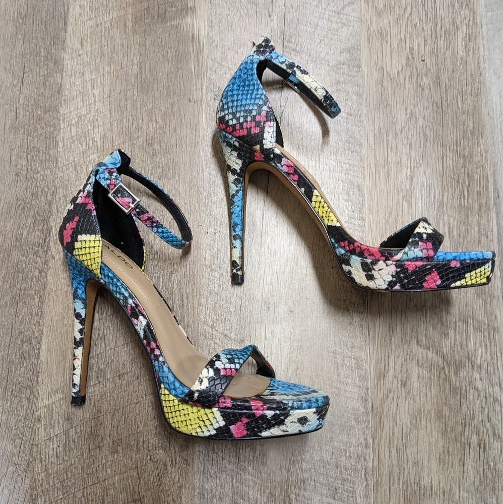 Aldo Multi Color Snakeskin Heels